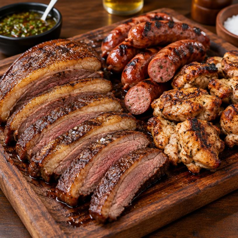 Churrasco Misto (Contra Filé, Linguiça e Frango) aprox. 500–600 g